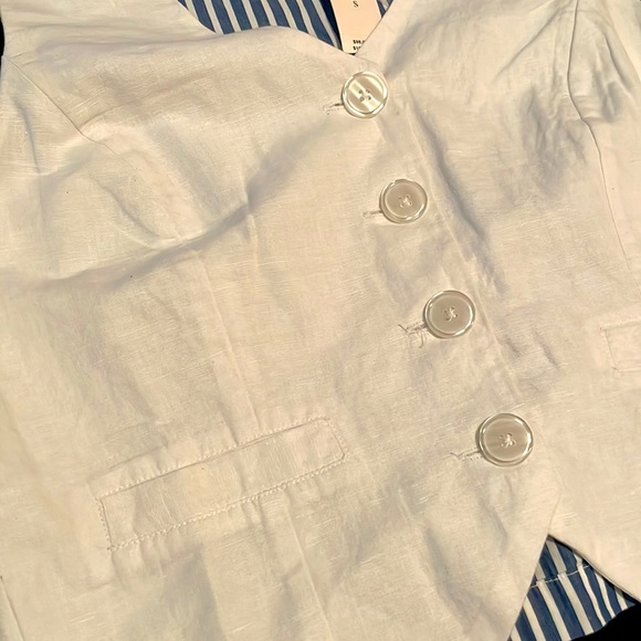 Anthropologie Linen vest with striped back *NWT* - Picture 2 of 4